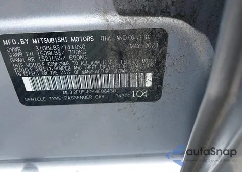 2023 Mitsubishi Mirage G4 Black Edition z USA, uszkodzony, nr VIN ML32FUFJ0PHF06430